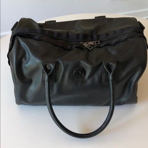 Lululemon Black Leather Duffle Gym Yoga Bag